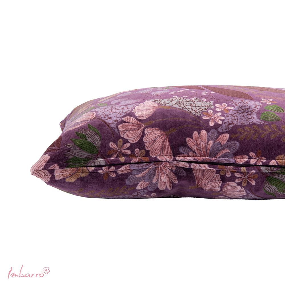 Imbarro Maye Purple sierkussen – paarse bloemenprint fluweel (40x60 cm)