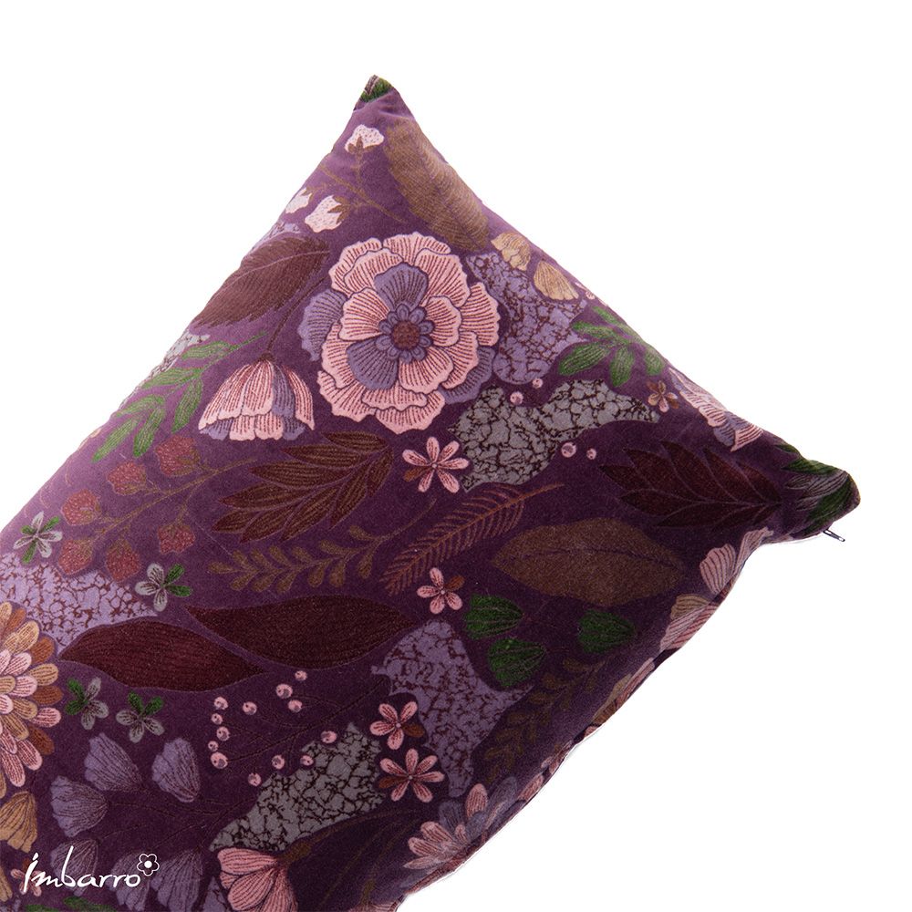 Imbarro Maye Purple sierkussen – paarse bloemenprint fluweel (40x60 cm)