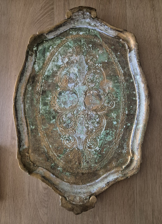 frans barok dienblad hout goud en groen
