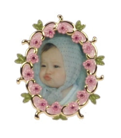 Fotolijstje mini ovaal roze bloem