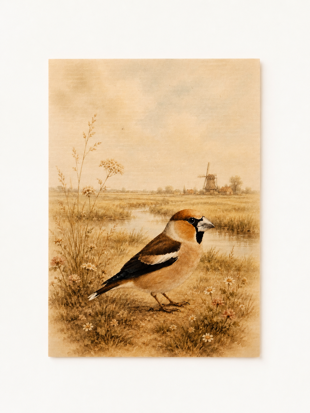 Appelvink in Hollands Landschap - Handmade Art Card