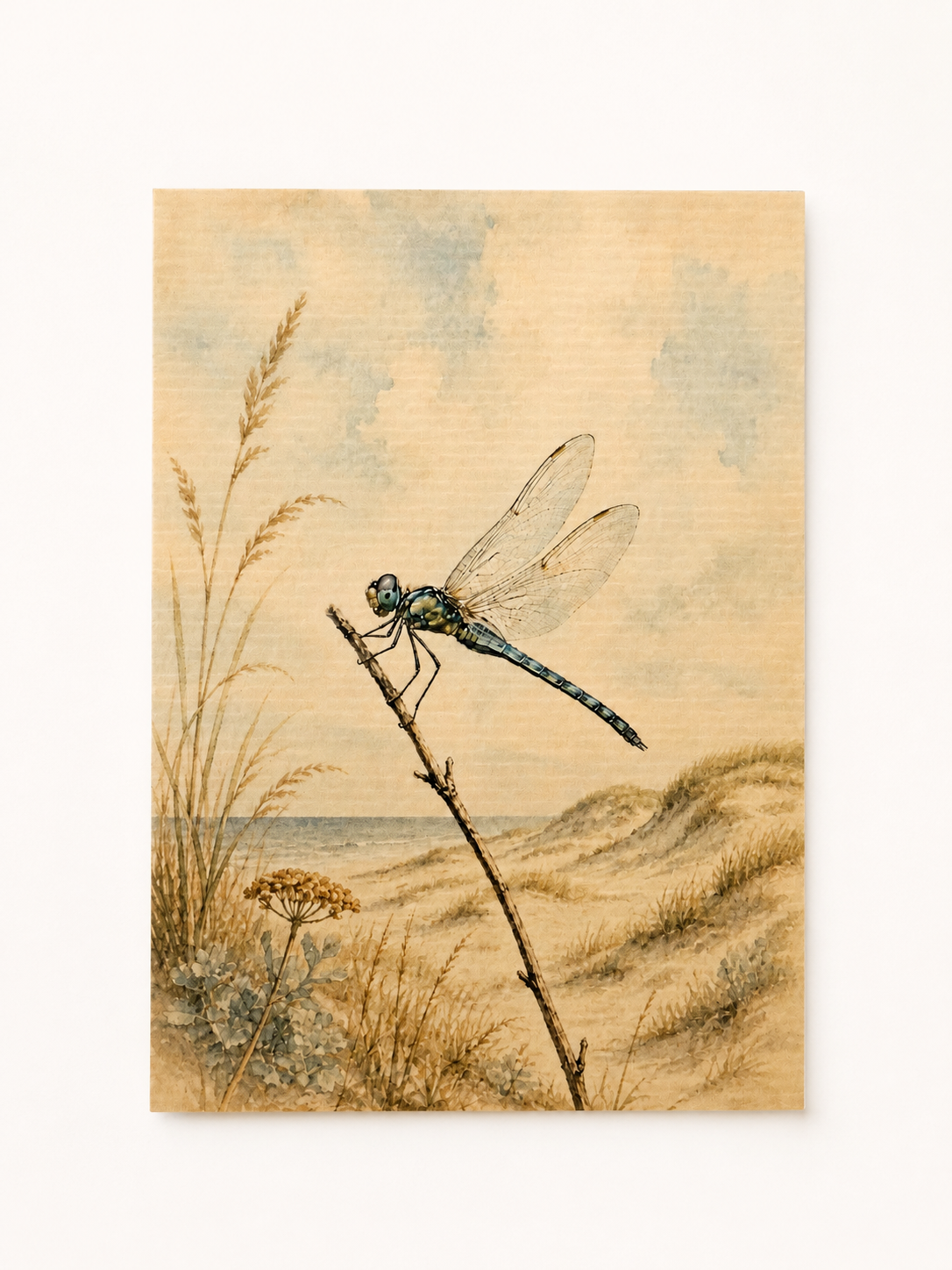 Libelle in de Duinen - Handmade Art Card