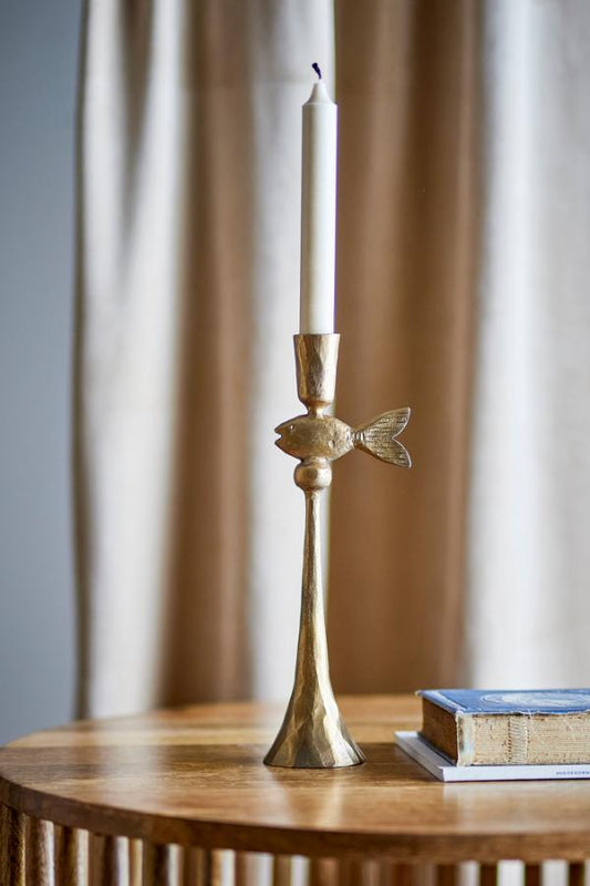 Kandelaar met vismotief – Messingkleurig | Creative Collection