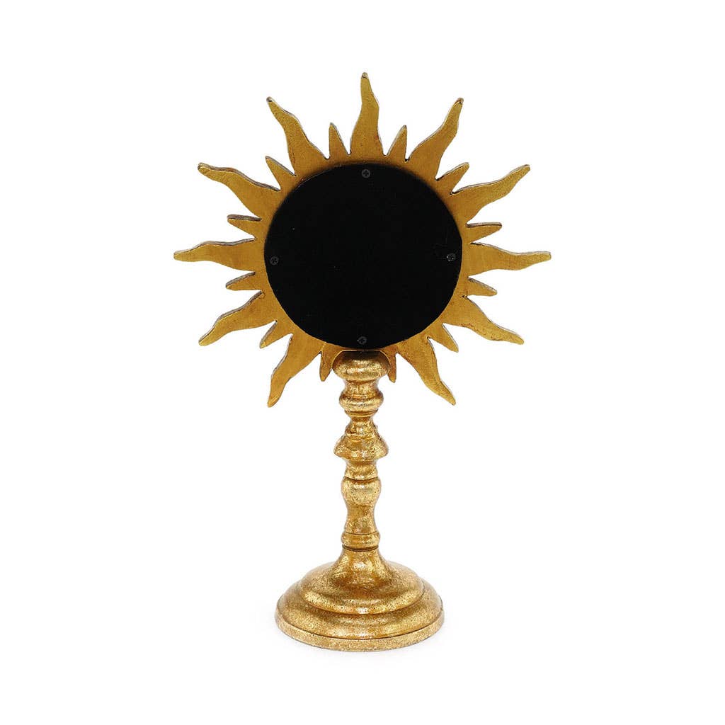 Zonnespiegel om neer te zetten goud L17 D8,2 H26,6cm