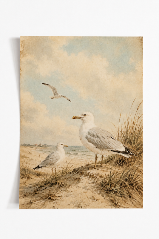 Meeuwen aan Zee - Handmade Art Card