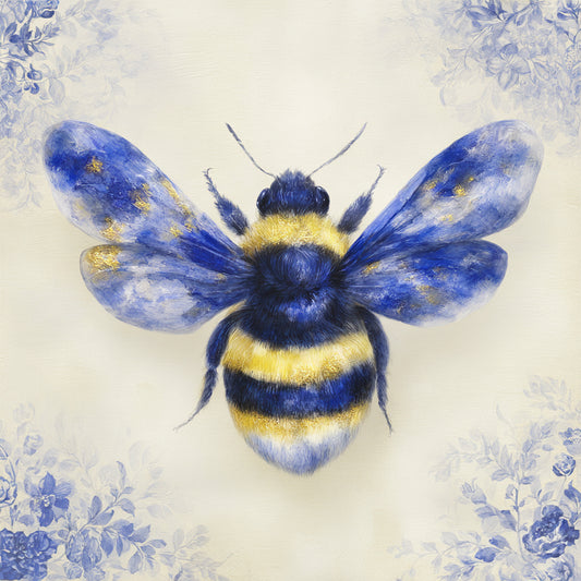 Wesp Illustratief en artistiek dierenportret op canvas, unieke vintage en fine-art stijl