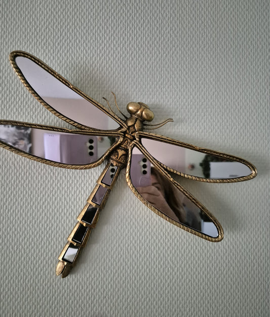KARE Libelle Spiegel wandobject, polyresin, glas, goud