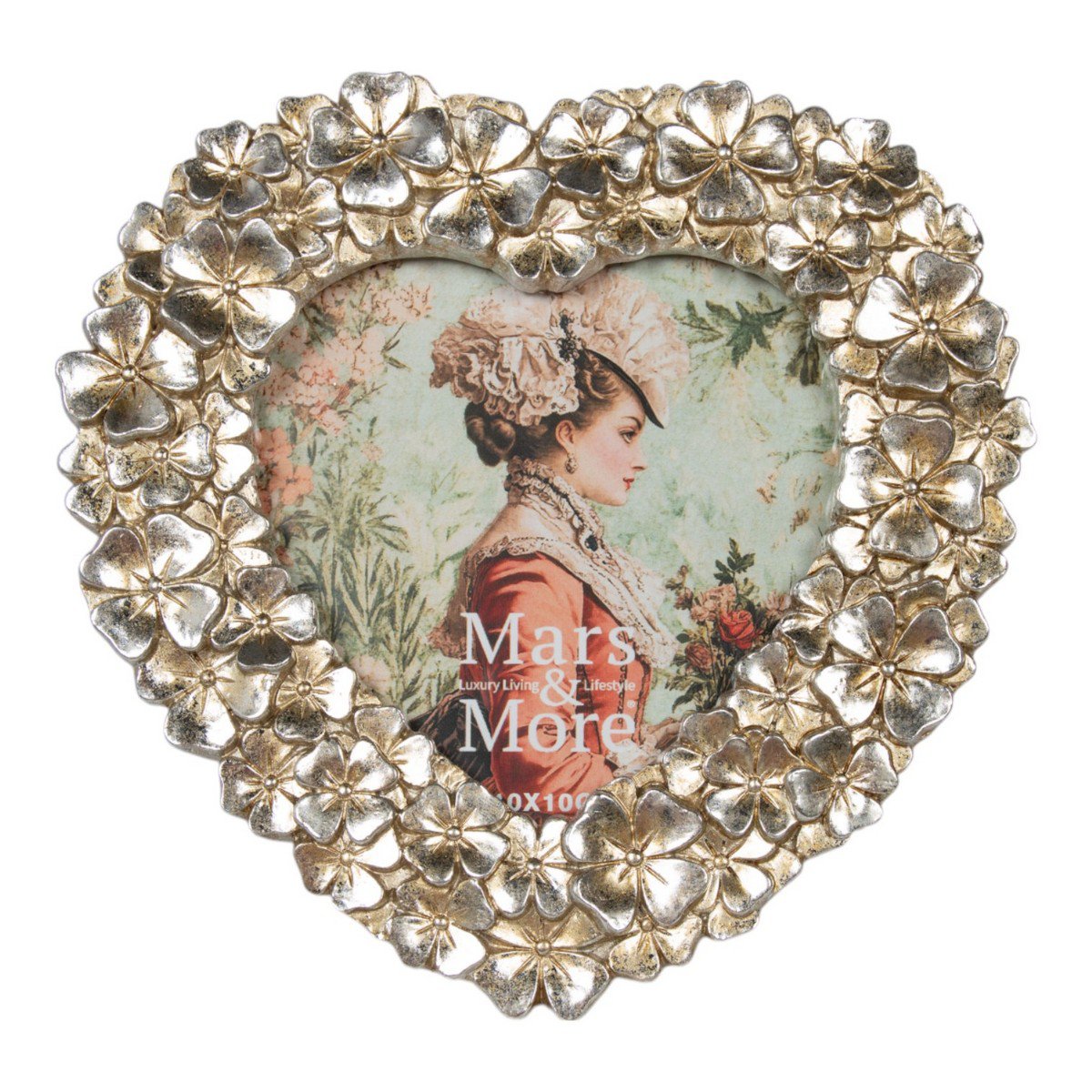 Fotolijst hart klavertjes zilverkleurig Mars & More 15,6x2x15,7cm