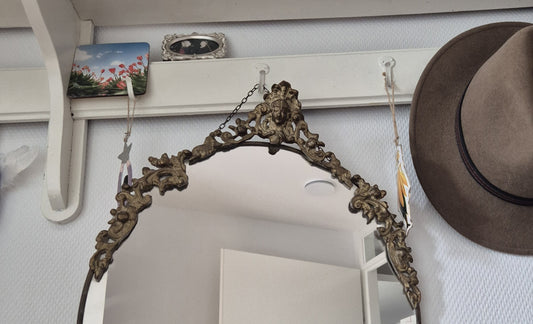 brocante messing kuifspiegel