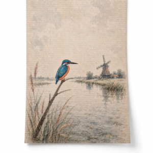 IJsvogel bij de molen - Handmade Art Card