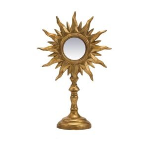 Zonnespiegel om neer te zetten goud L17 D8,2 H26,6cm