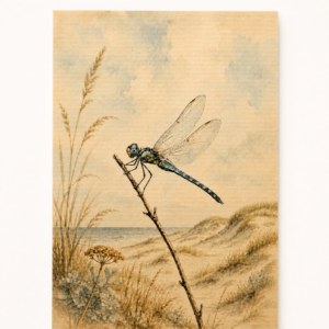 Libelle in de Duinen - Handmade Art Card