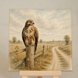 Buizerd Hollands Landschap - Handgemaakt Kunst Tegeltje